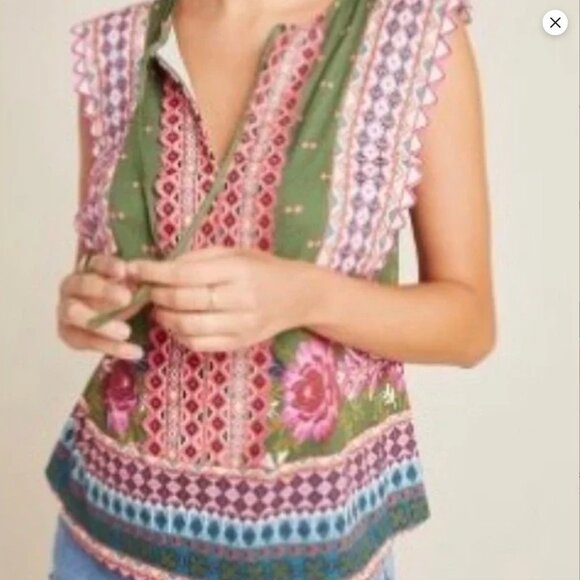 NWOT Anthropologie cap sleeve top XL - Picture 1 of 7